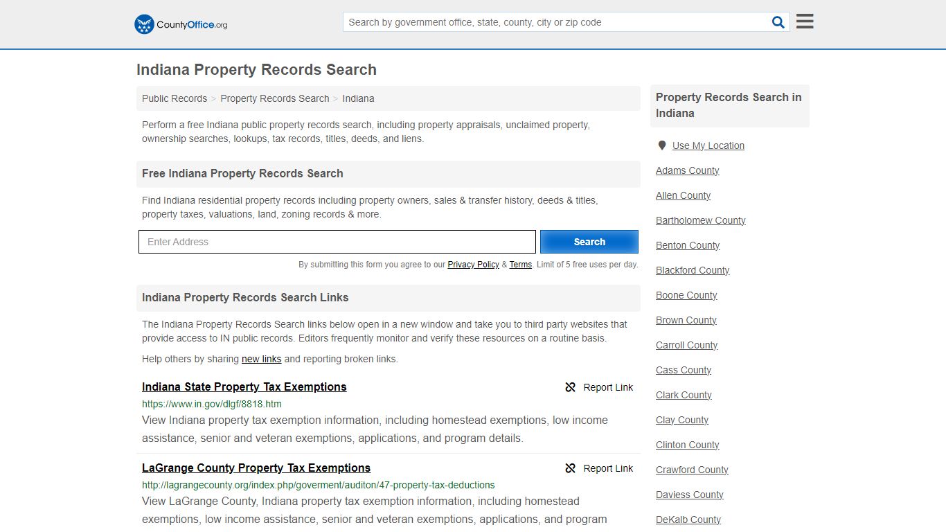 Indiana Property Records Search - County Office